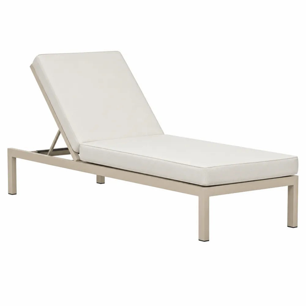 Lettino da esterno reclinabile in alluminio verniciato con cuscino in poliestere beige struttura regolabile 200 cm 70 cm 85 cm