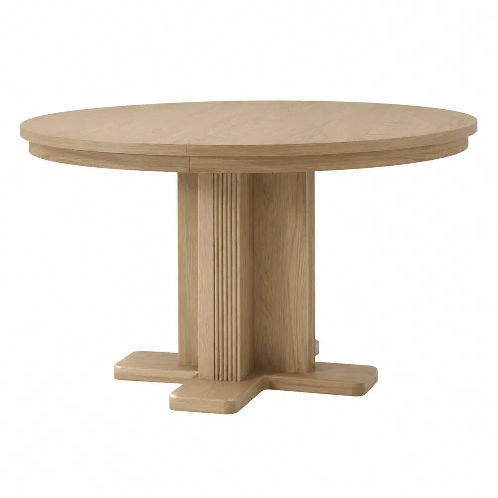 Tavolo da pranzo rotondo 120 x 75 cm in legno effetto rovere con base centrale a colonna
